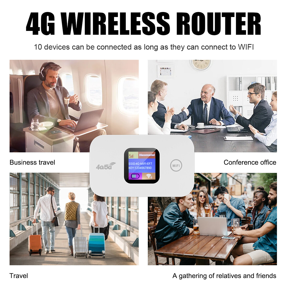 Portable LTE 4G Wireless WiFi Router Mobile Broadband MIFI LCD Hotspot 2100 mAh