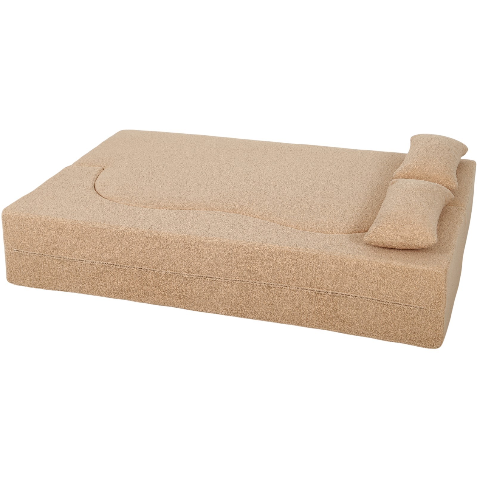 2 in 1 Convertible Sofa Bed Full Size Folding Couch Teddy Loveseat with 2 Pillow