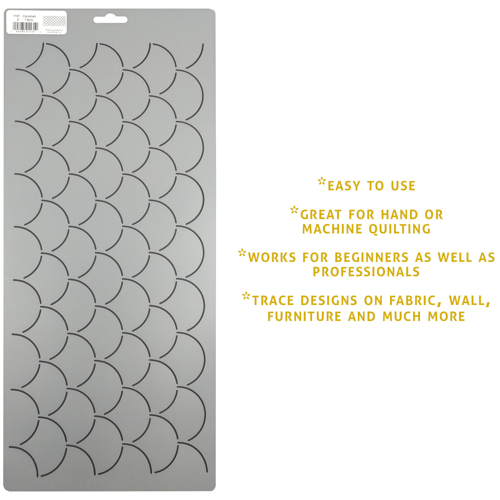 Quilting Stencil Clamshell Quilt Pattern Background 2" Scallop Quilters Template