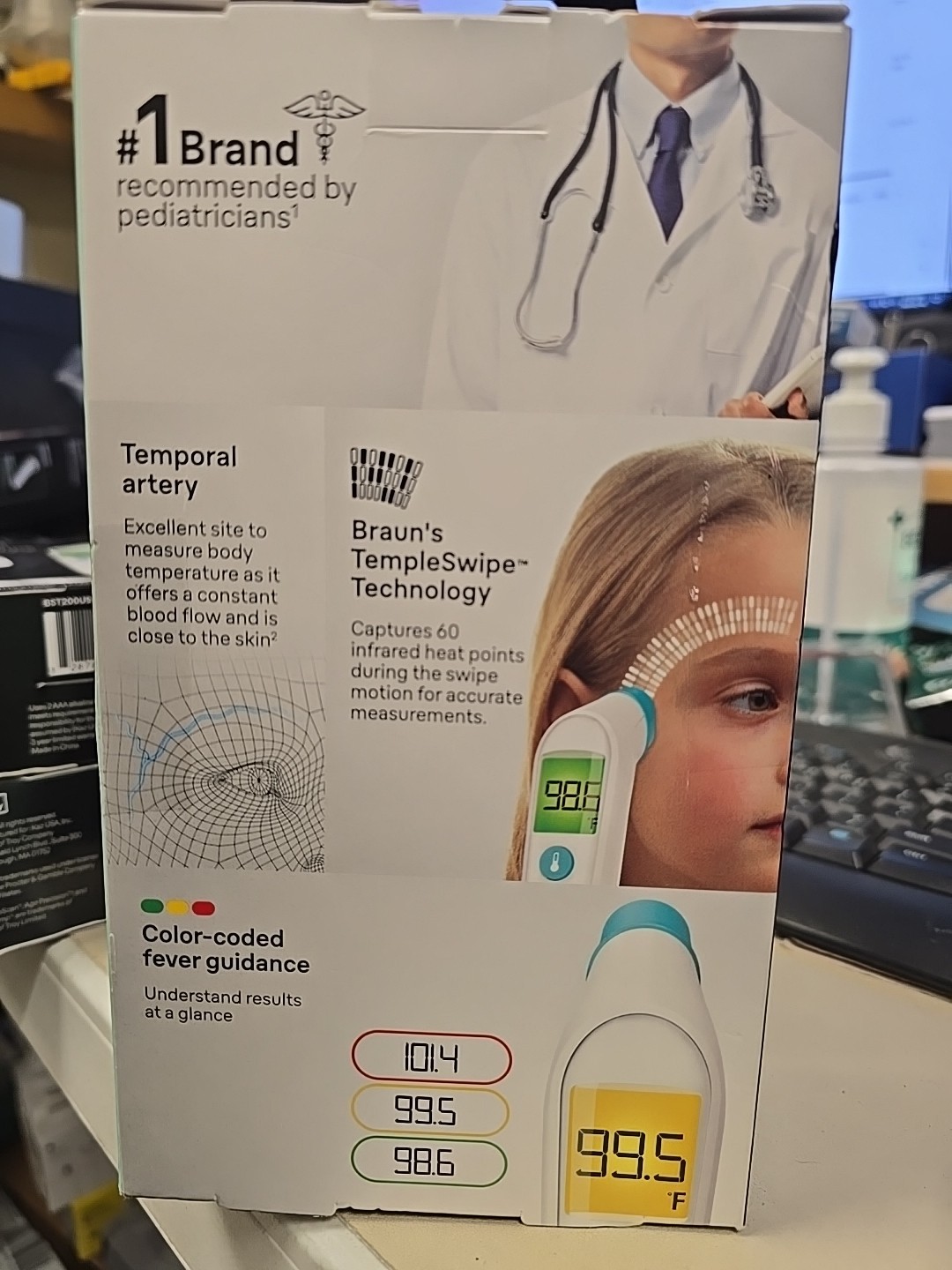 Braun TempleSwipe Forehead Thermometer, FSA & HSA Eligible, White, BST200US