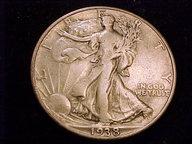 1938-D Walking Liberty Half Dollar, Fine to almost Very Fine Grade.