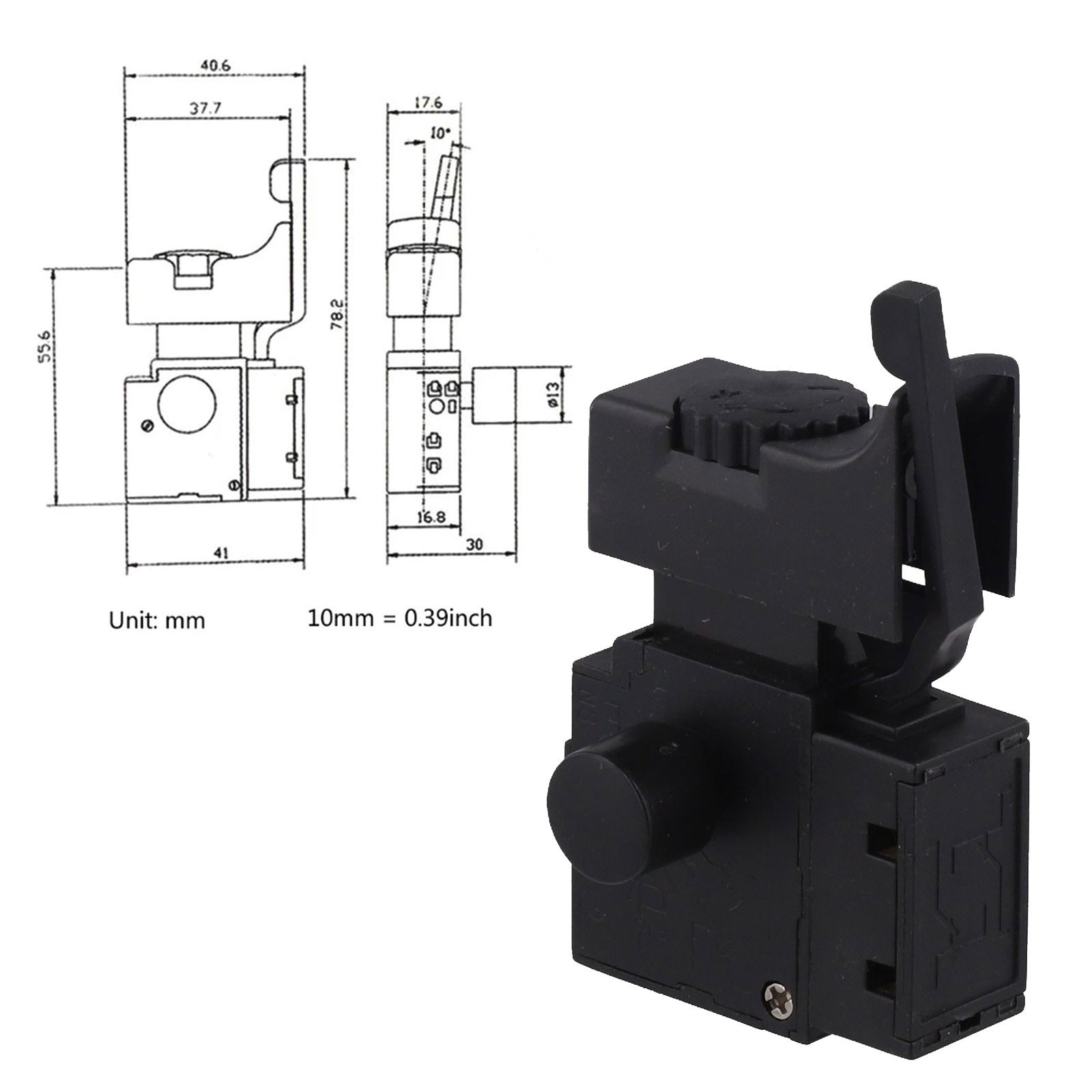 FA2-6/1BEK Black 6A 250V Electric Drill Control Trigger Button Switch