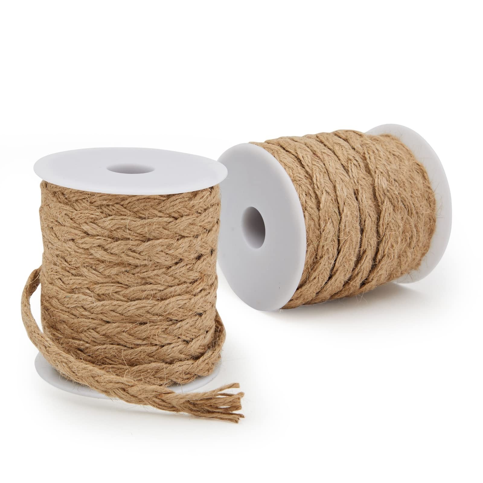 2 Rolls Natural Jute Rope Twine, Braided String for Crafts, Gifts, 10mm Thick...