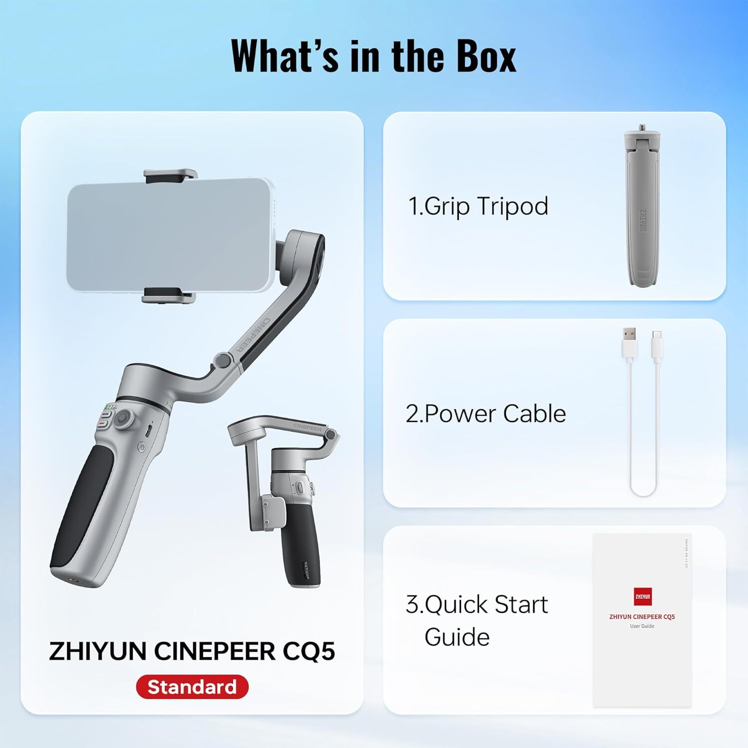 Zhiyun Cinepeer CQ5 Phone Gimbal Stabilizer with AI Tracker Voice Control Gray