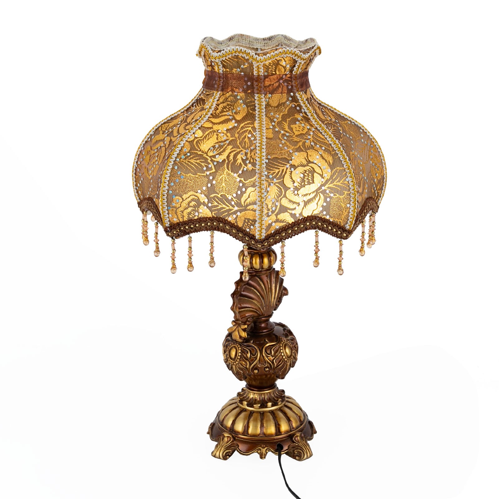 European Style Flower Table Lamp with Push-Button Switch and Elegant Design