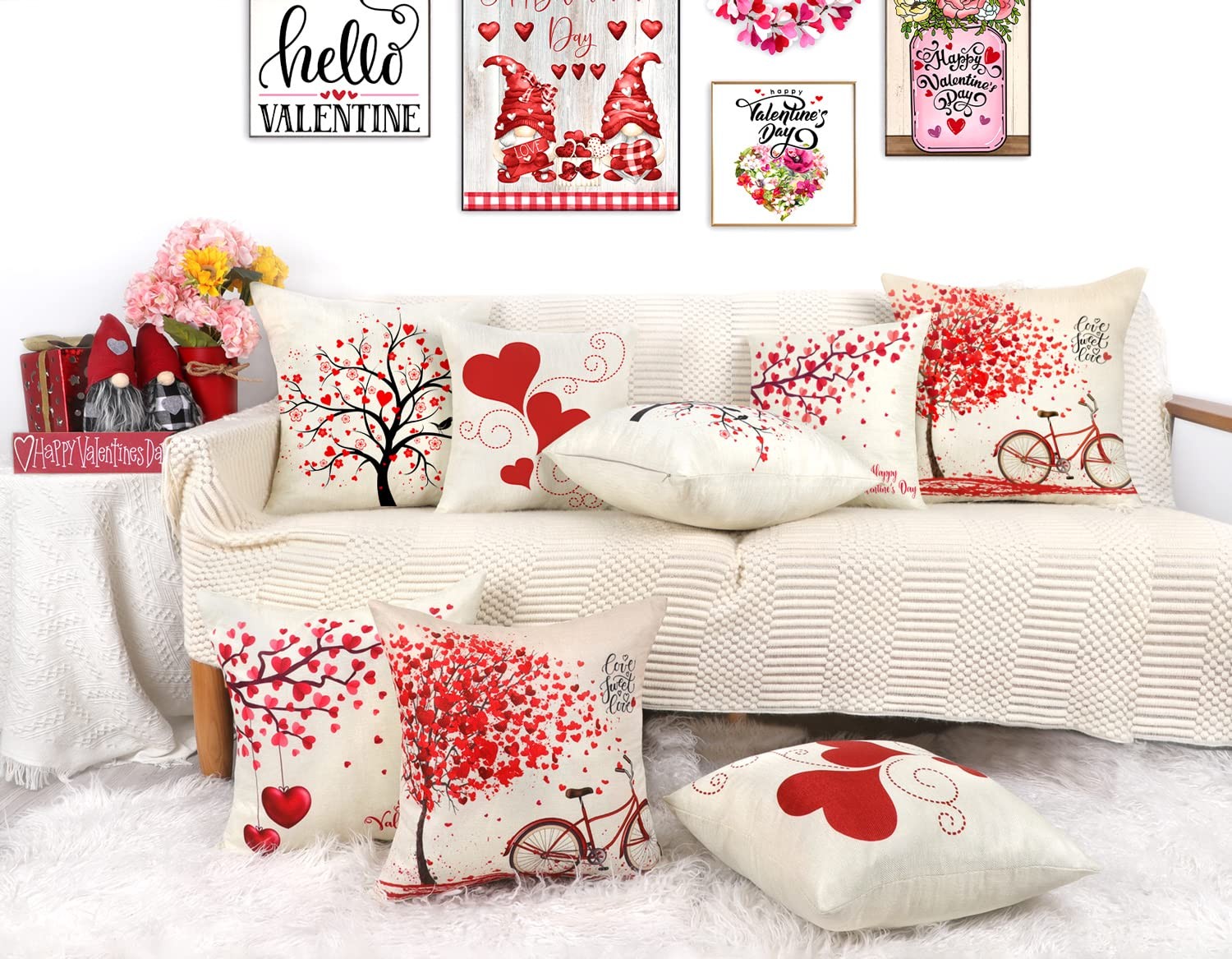 4TH Emotion Valentines Day Throw 18" x (Pack of 4), Love Tree, Set 4