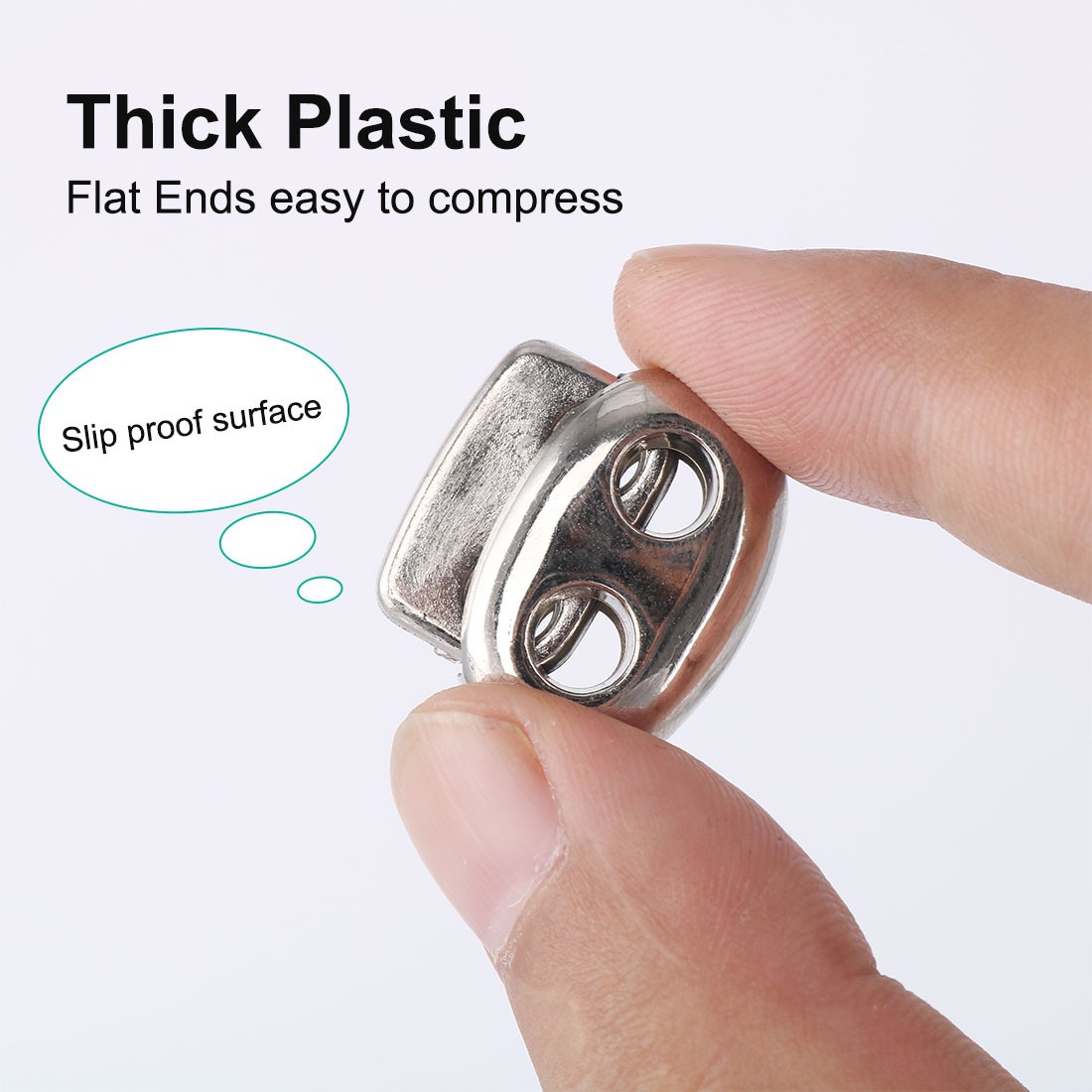 30pcs Plastic Spring Cord Locks Double Hole End Rope Fastener Slider Silver Tone