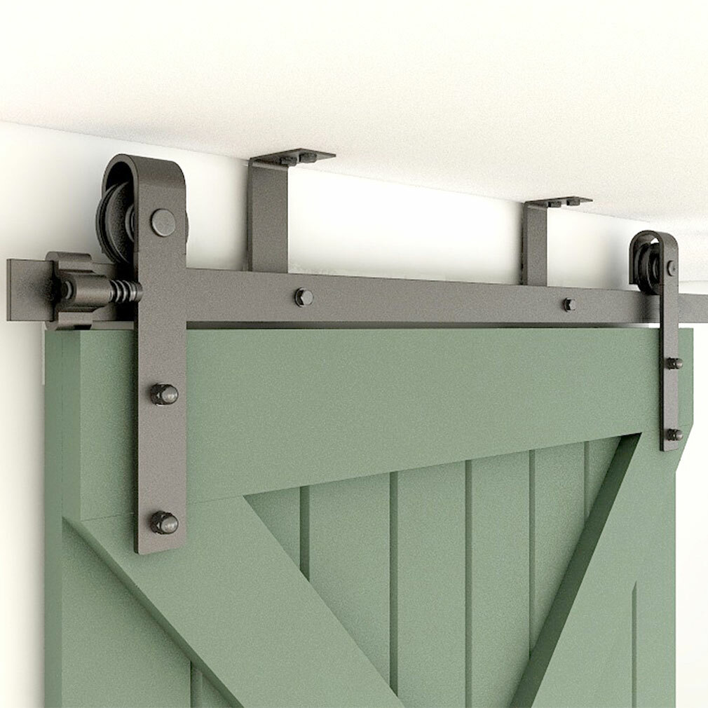 CCJH 4-20FT Ceiling Mount Sliding Barn Door Hardware Track Roller Kit Closet