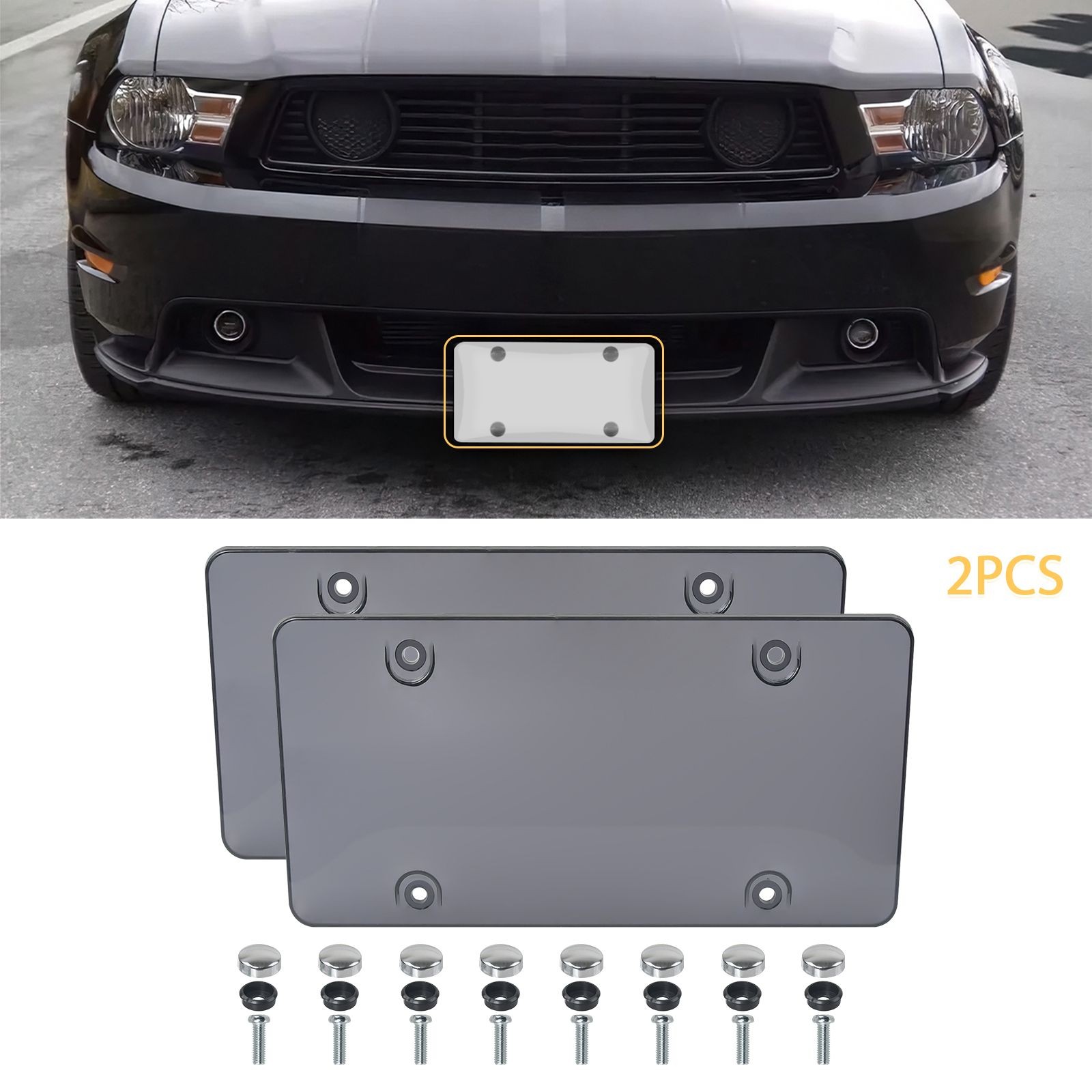 2Pcs UNBREAKABLE CLEAR FLAT LICENSE PLATE MOUNT HOLDER FRAME BUMPER SHIELD COVER