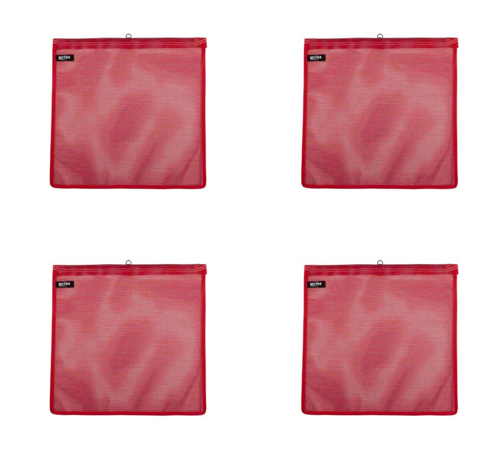 Vinyl Mesh Safety Flag Red with Wire Loop 18" x 18" DOT Compliant - 4 Pack