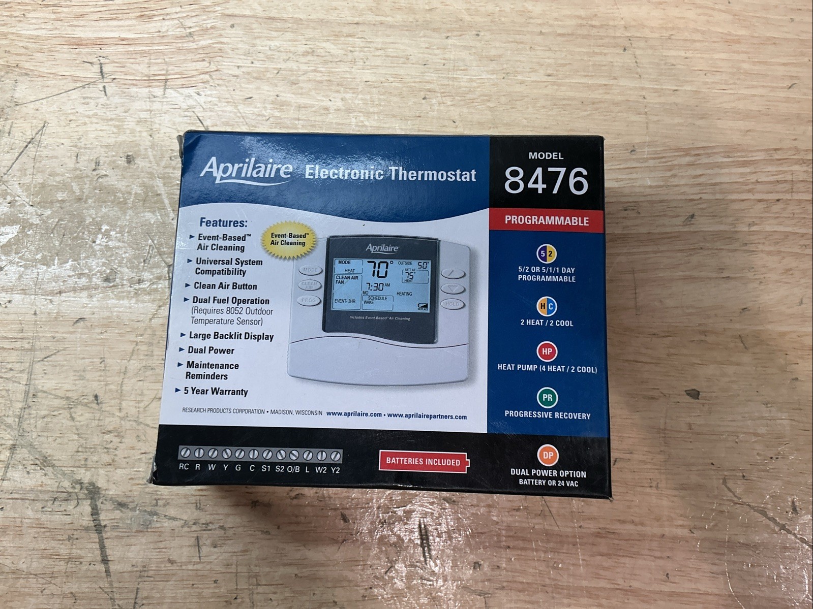 Aprilaire Electronic Programmable Thermostat Model 8476 NEW IN BOX!