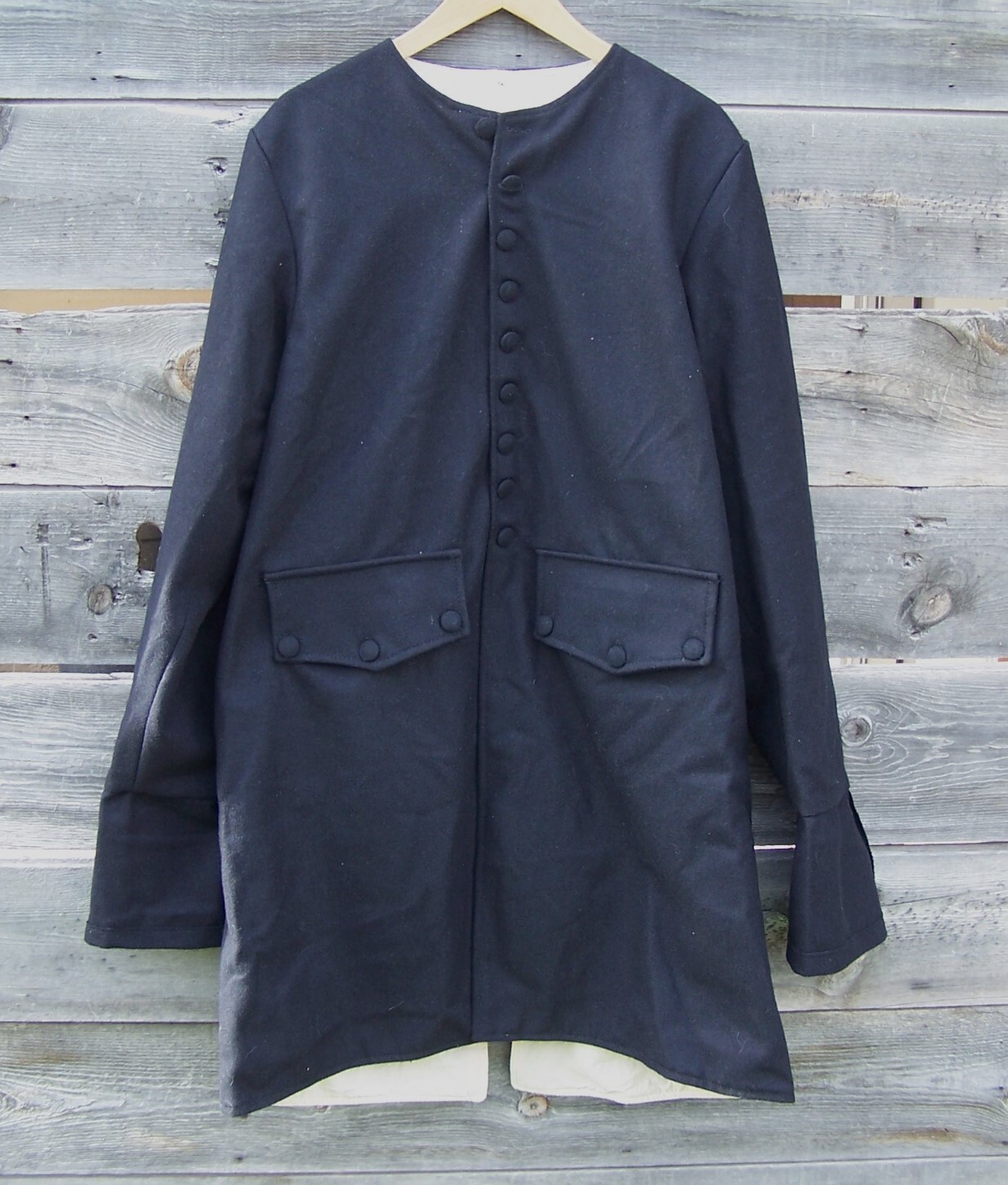 Revolutionary War Civilian Militia Blue Wool Frock Coat Pleated  50