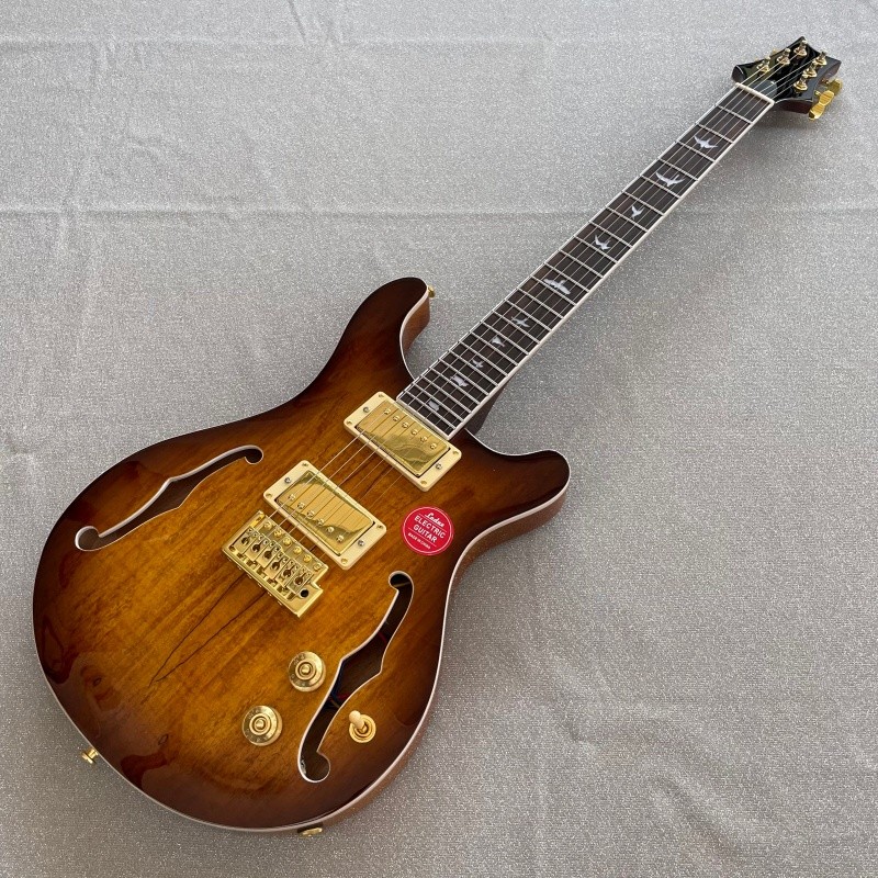 semi hollow SE electric guitar Spalted Maple Rounded fret Edge stainless Fret