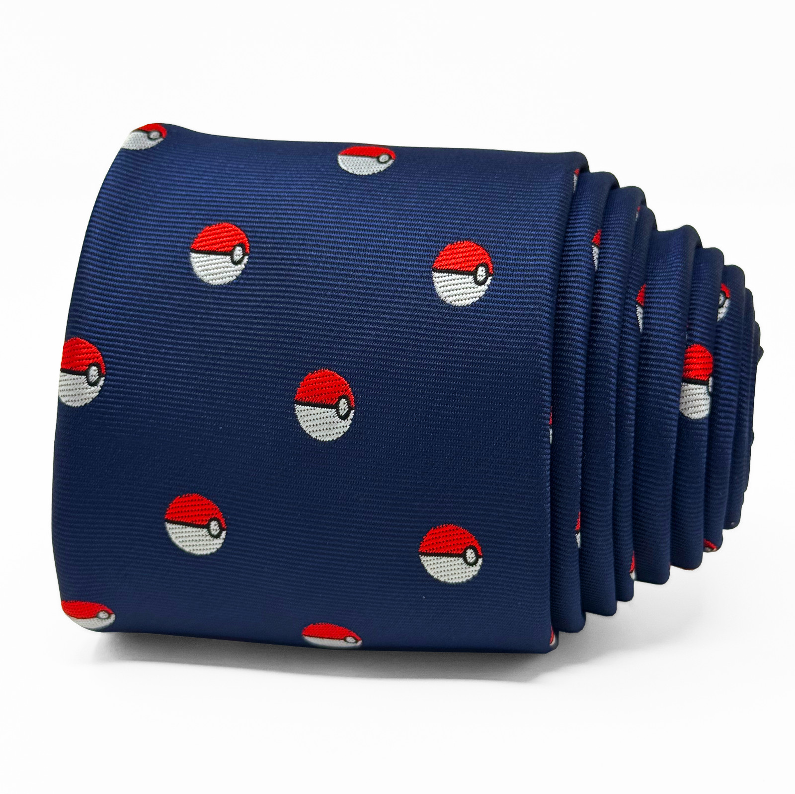 Poké Ball Japanese Anime Necktie & Pocket Square | Navy Blue Microfiber Gift Set