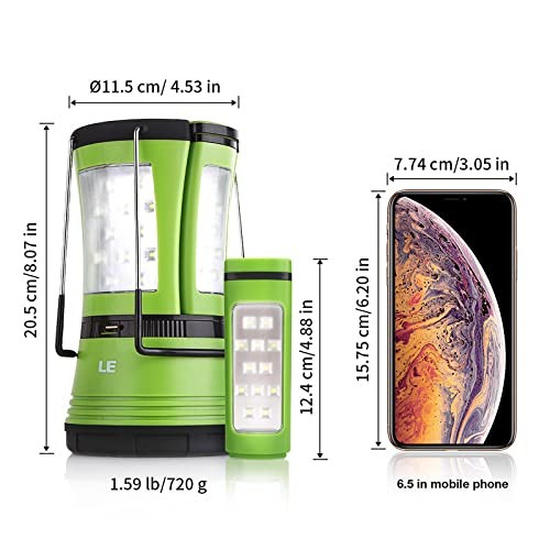 LE LED Camping Lantern Rechargeable, 600LM, Detachable Flashlight, Camping Es...
