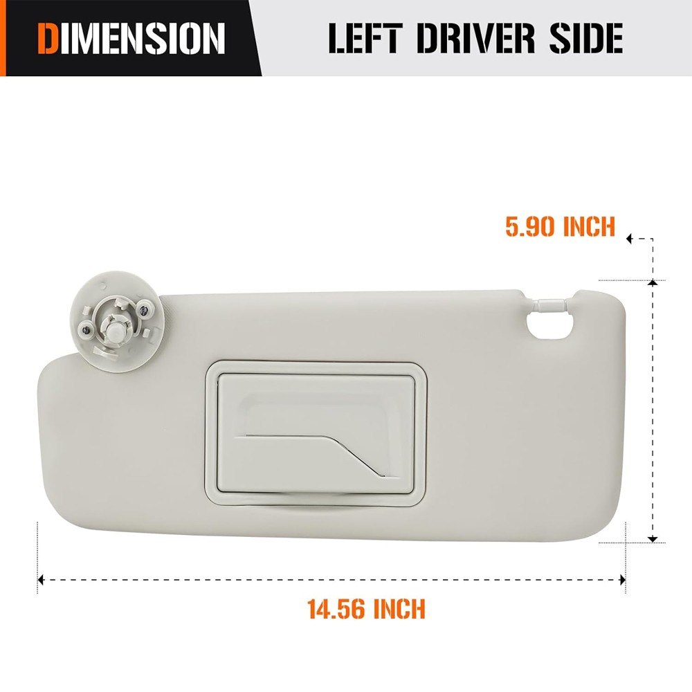 Left Driver Side Sun Visor Gray For CHEVROLET Sonic 2012-2022 Spark 2011-2022