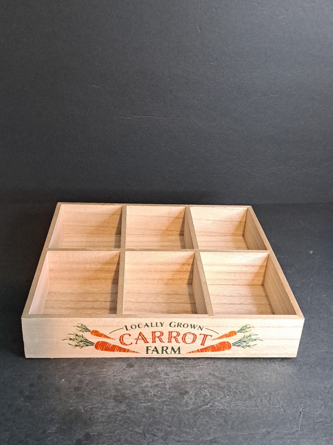Wooden Display Box 10x11x2 Inches Organizer 6 Compartments