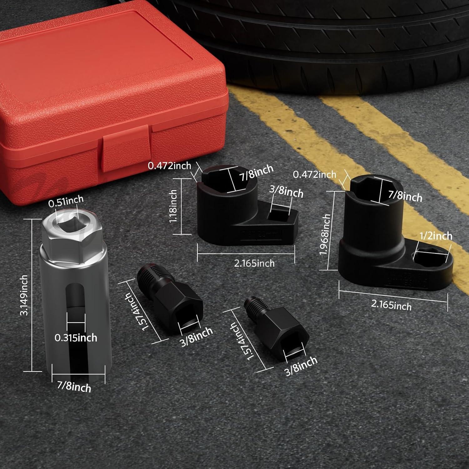 O2 Oxygen Sensor Socket Thread Chaser Set 5PCS O2 Sensor Wrench Removal Tool Kit