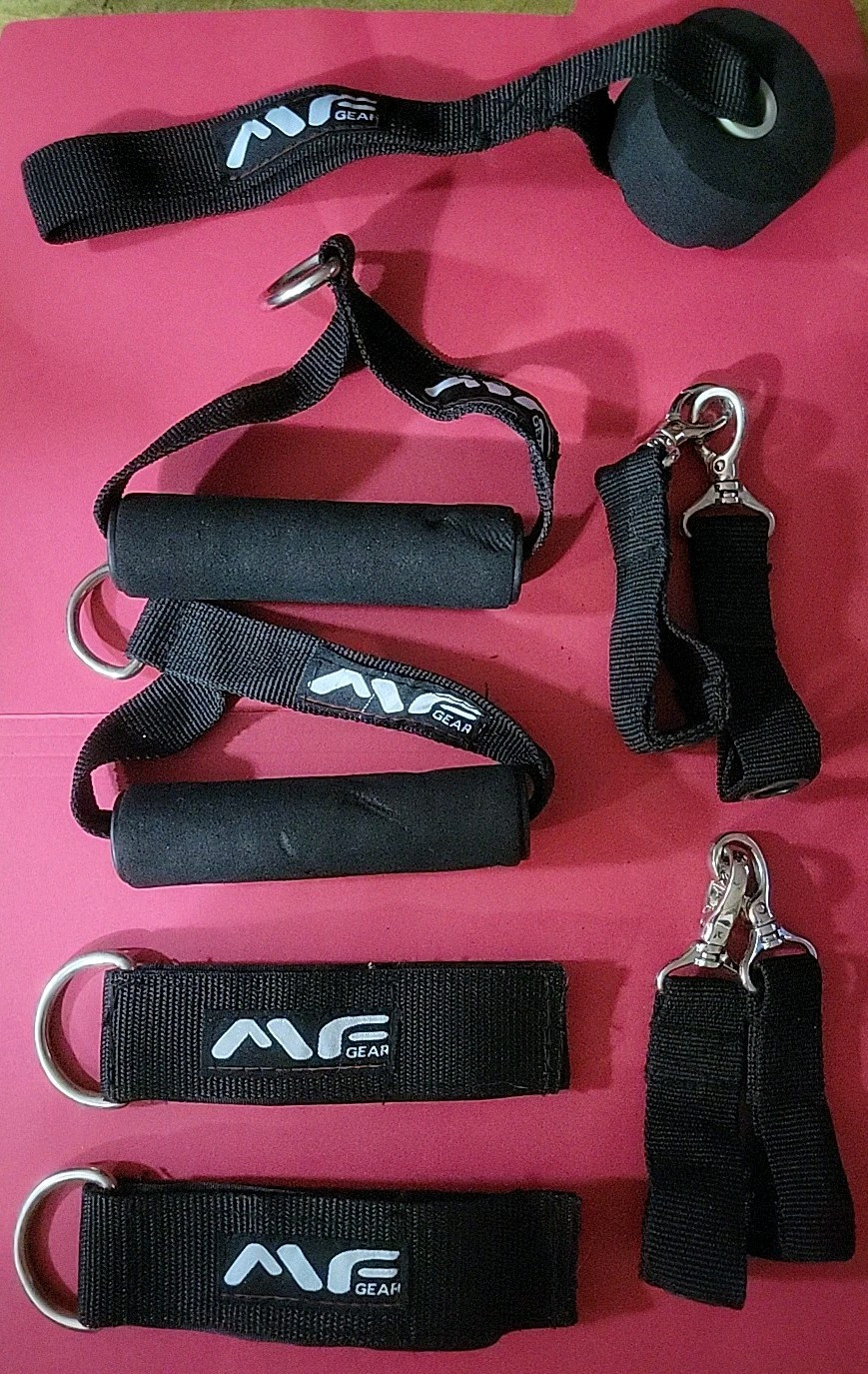 MF Gear Training Tubes with Handles Ankle Straps Door Anchor 1 Band - Carry Bag