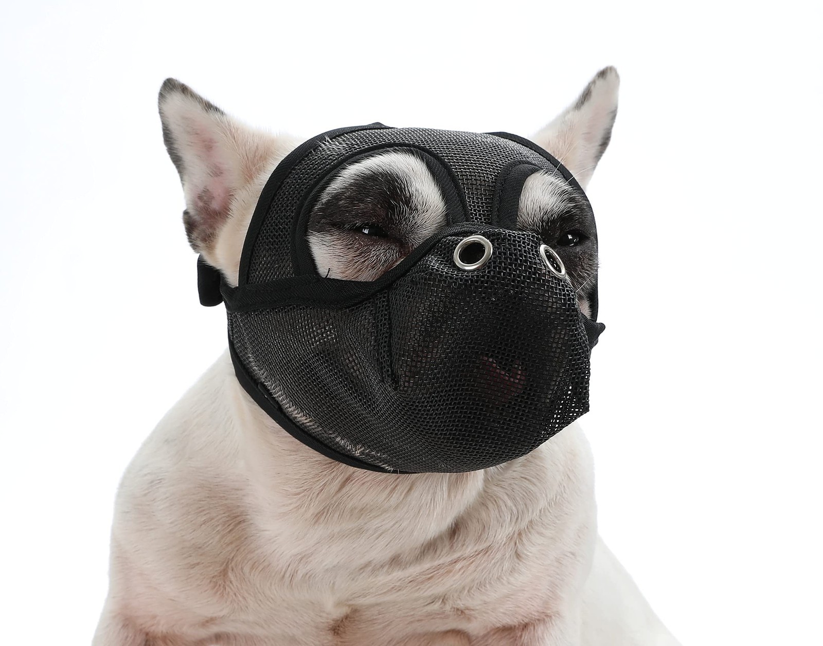 Short Snout Dog Muzzles - Bulldog Muzzle Adjustable Breathable Mesh Can Stick...