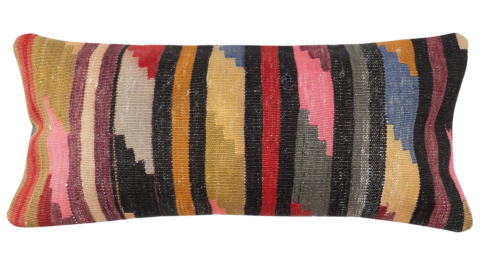 14"x28" Vintage Kilim Cushion Cover. Handwoven Turkish Lumbar Pillow Cover