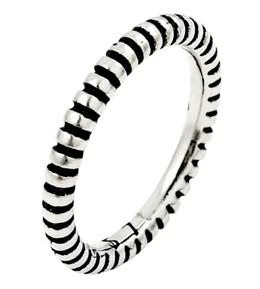 925 Sterling Silver Plain Silver Striped Stackable Ring