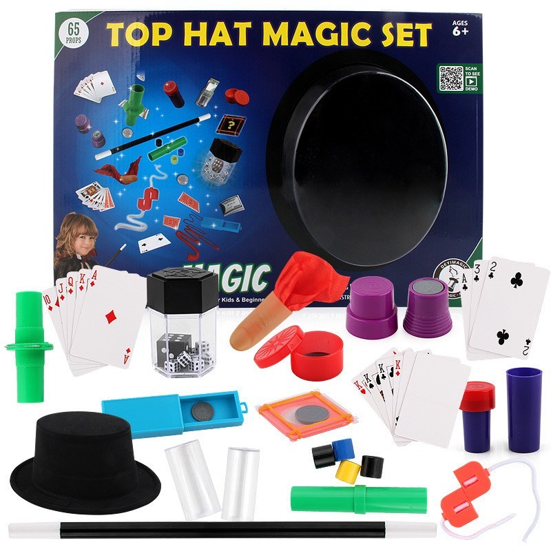 Top Hat Magic Set with 65 Props Simple Magic For Kids & Beginners Age 6 and Up