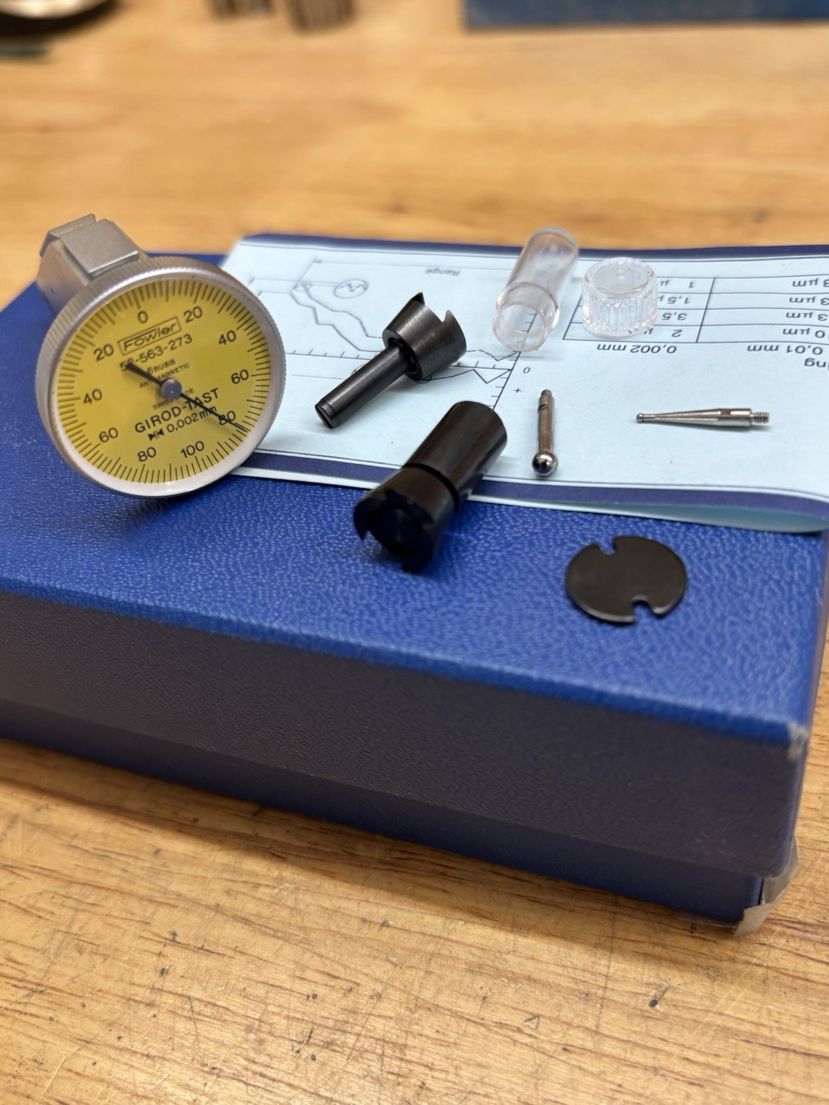 Fowler vertical 0.002 mm Girod-Tast 6Rubis Dial Test Indicator  2𝜇𝑚 Swiss made