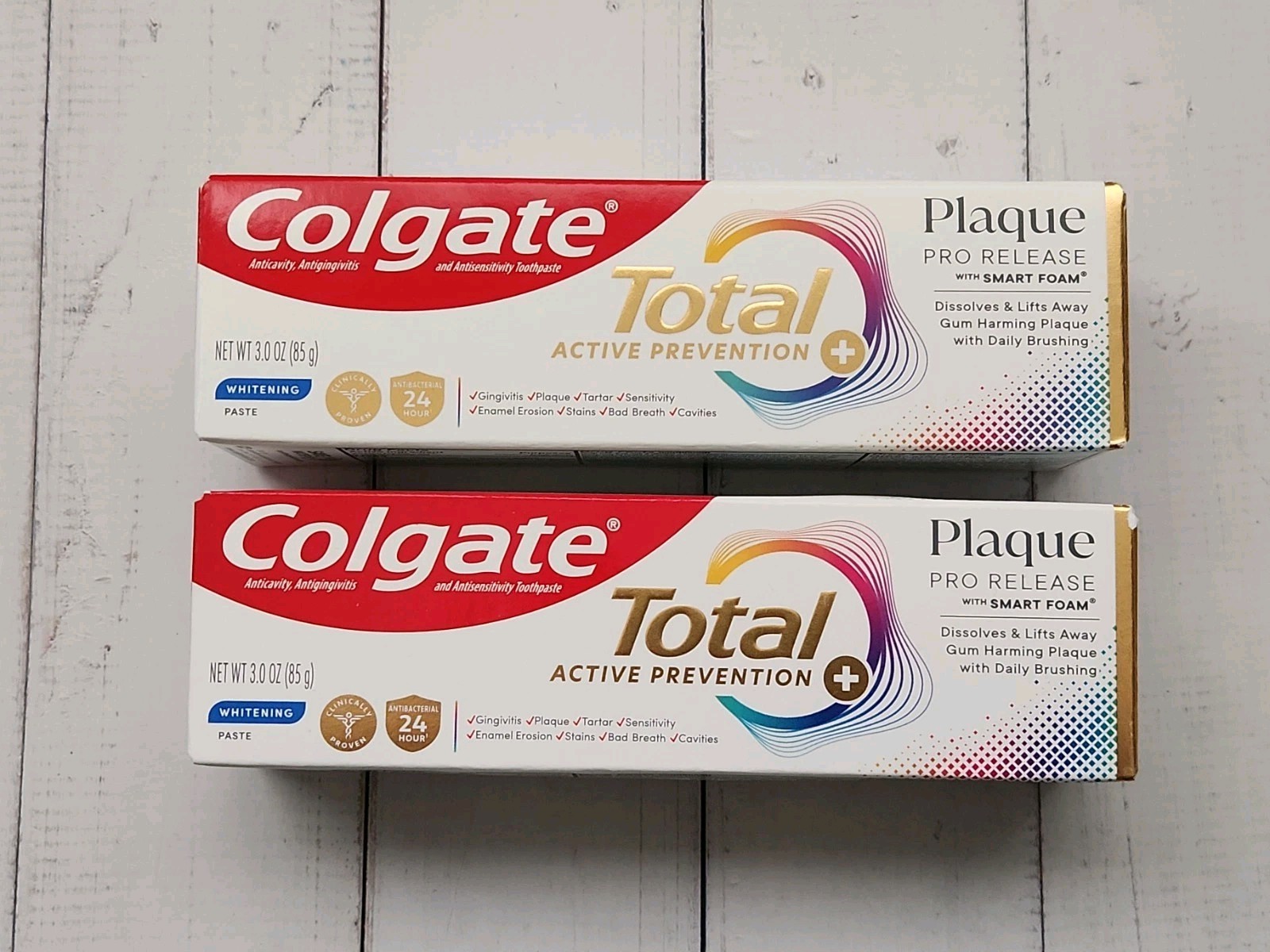 (Pack of 2) Colgate Total Active Prevention Whitening Toothpaste, 3.0 fl oz