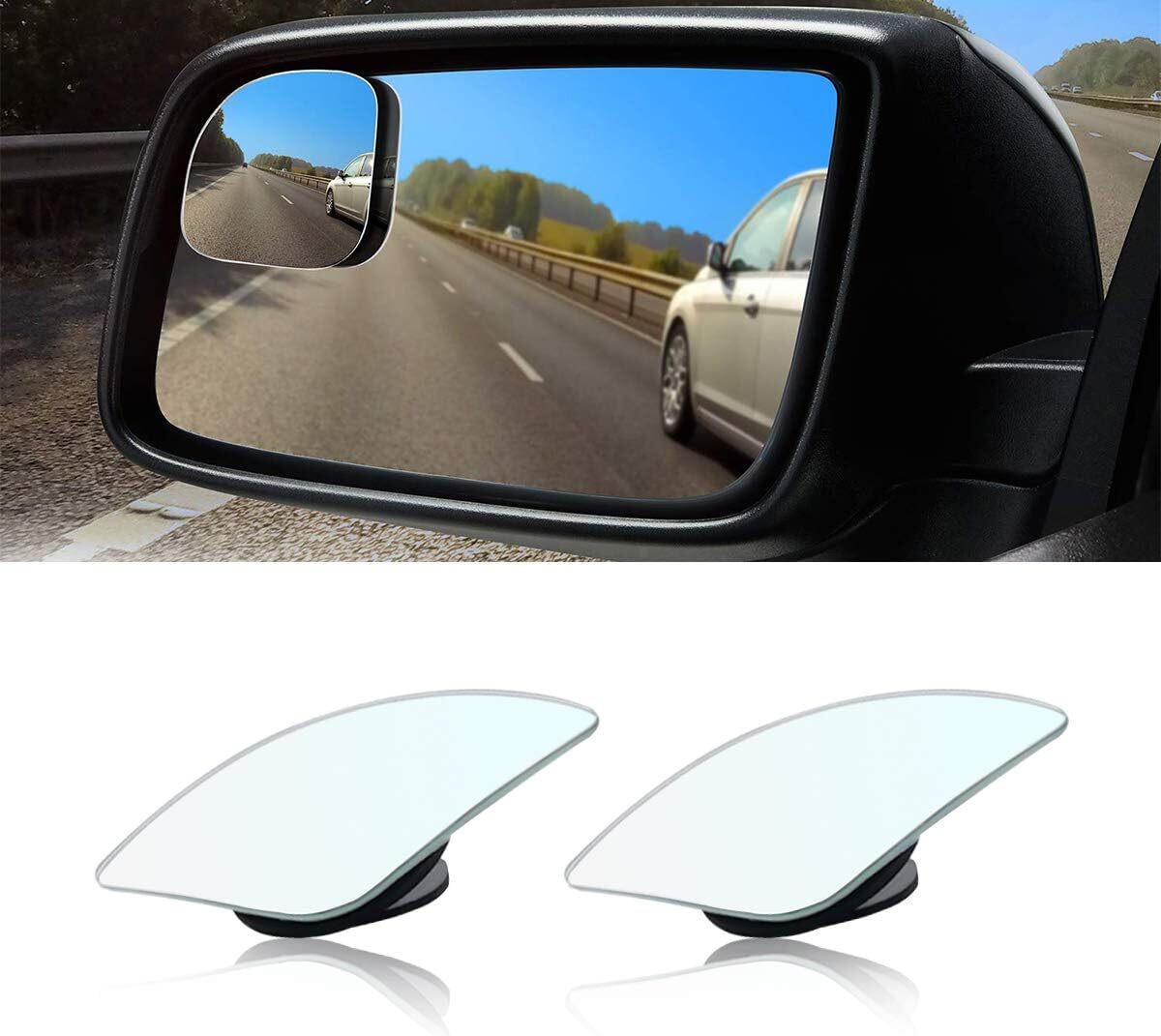 Car Blind Spot Mirror, Fan Shaped HD Glass Frameless Stick on Silver2