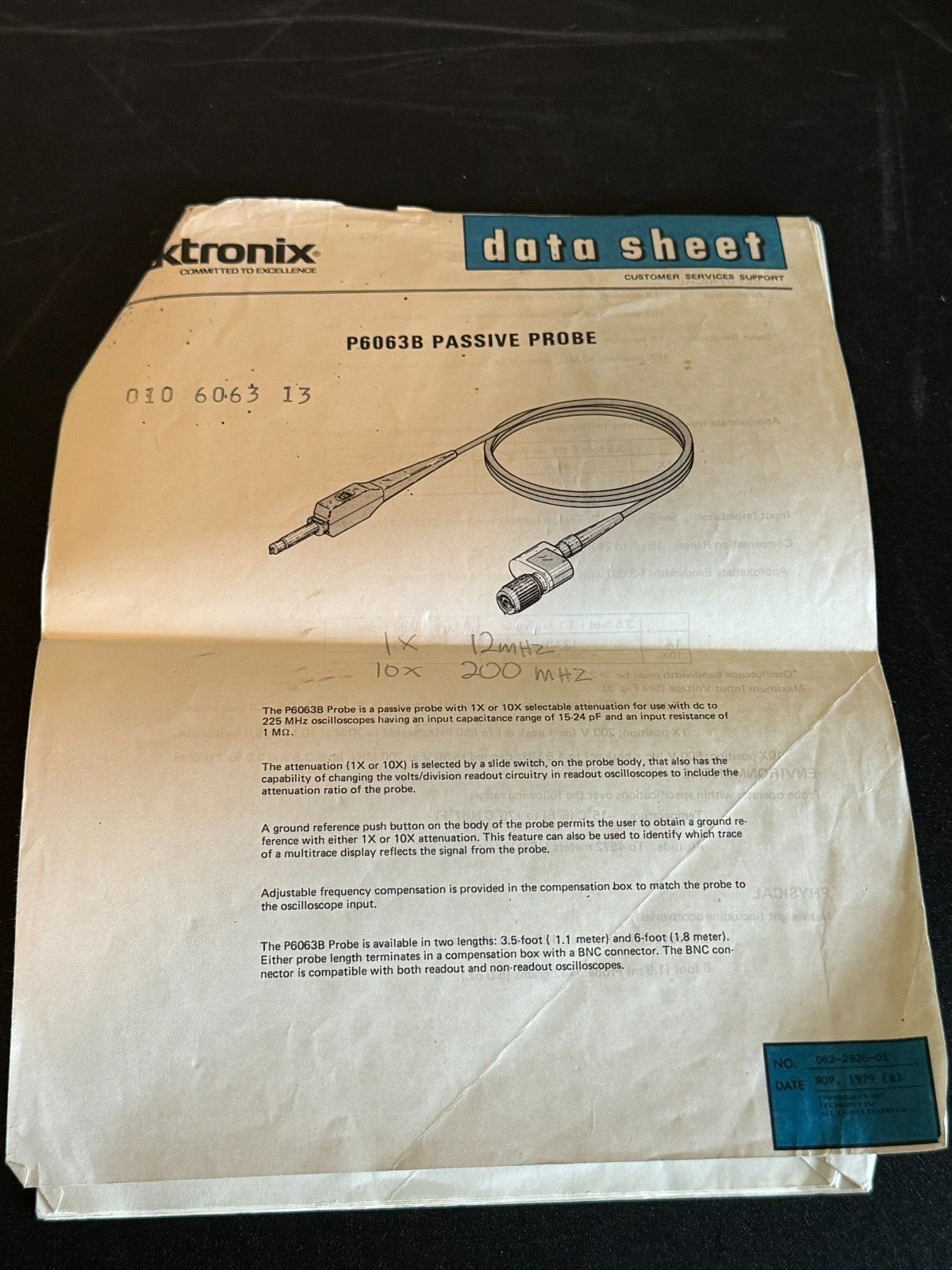 Tektronix P6063B Manual for Probe Original Instructions