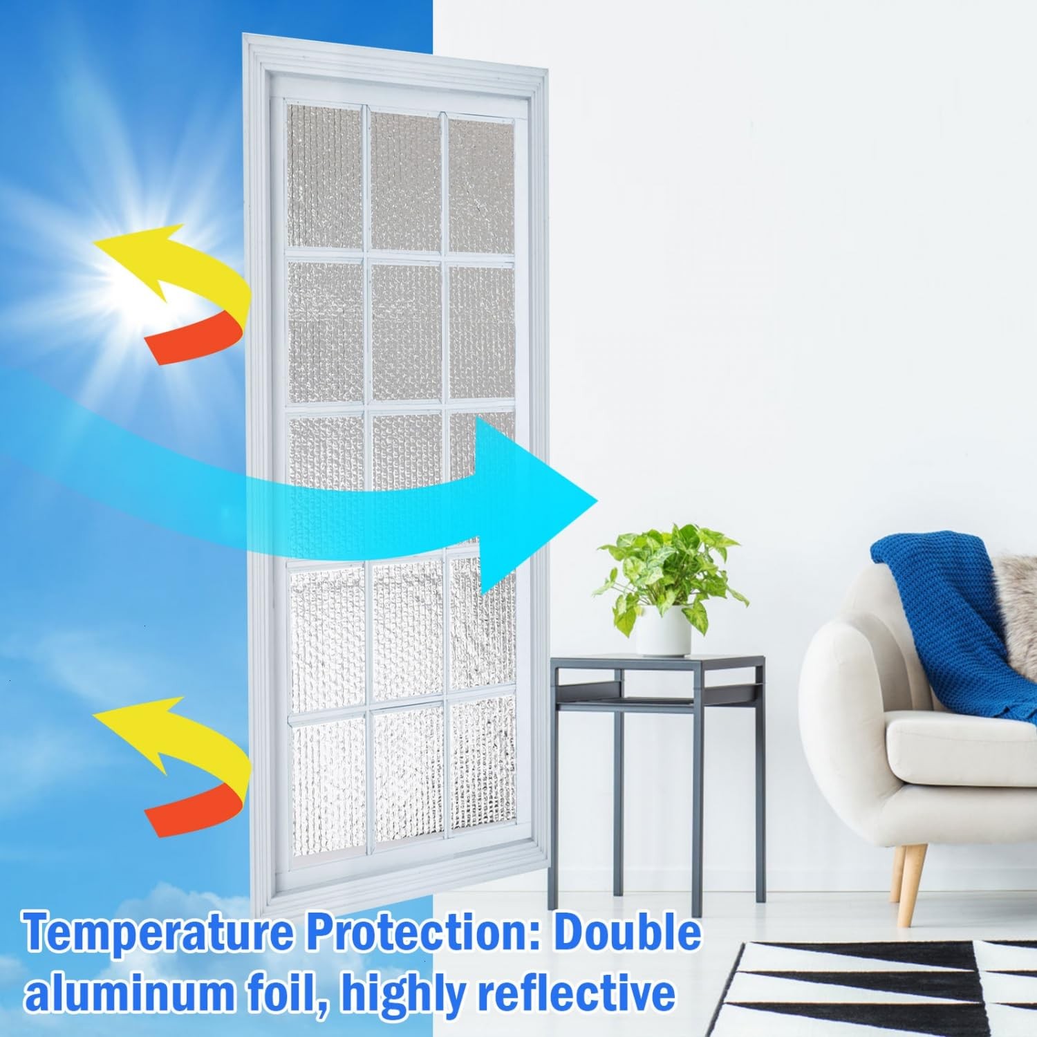 Double Reflective Insulation 48 in X 10 FT RV Window Insulation for Summer He...