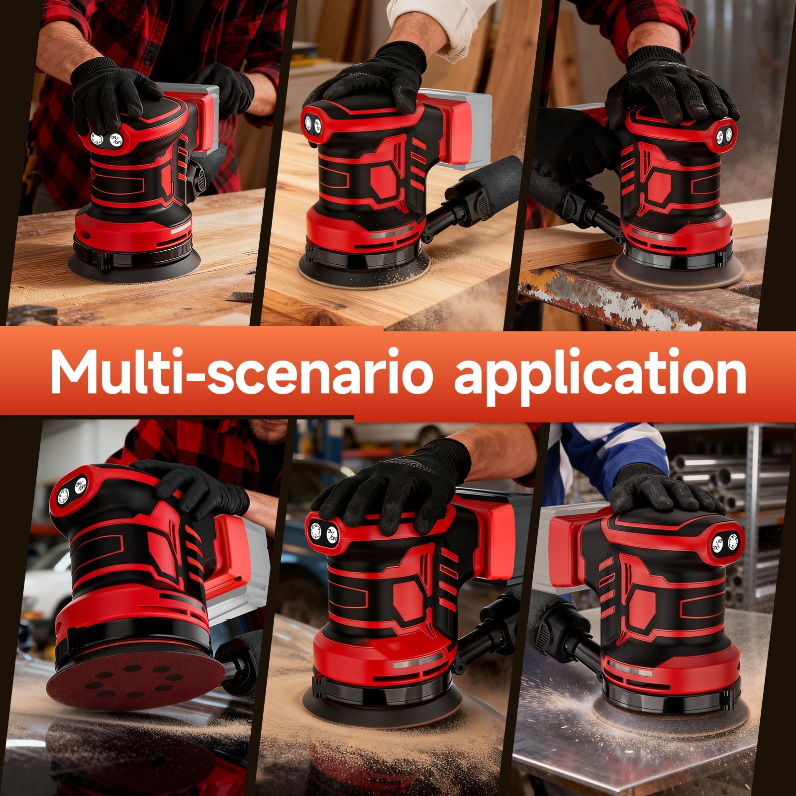 5Inch Random Orbital Sander, Cordless Sanding Machine Compatible with Milwauk...