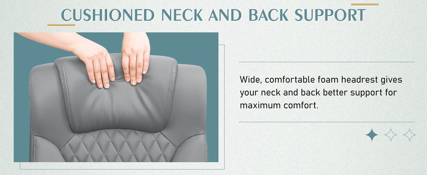 Leather Office Chair, PU Home Computer Desk Chairs with Ergonomic Back Support,