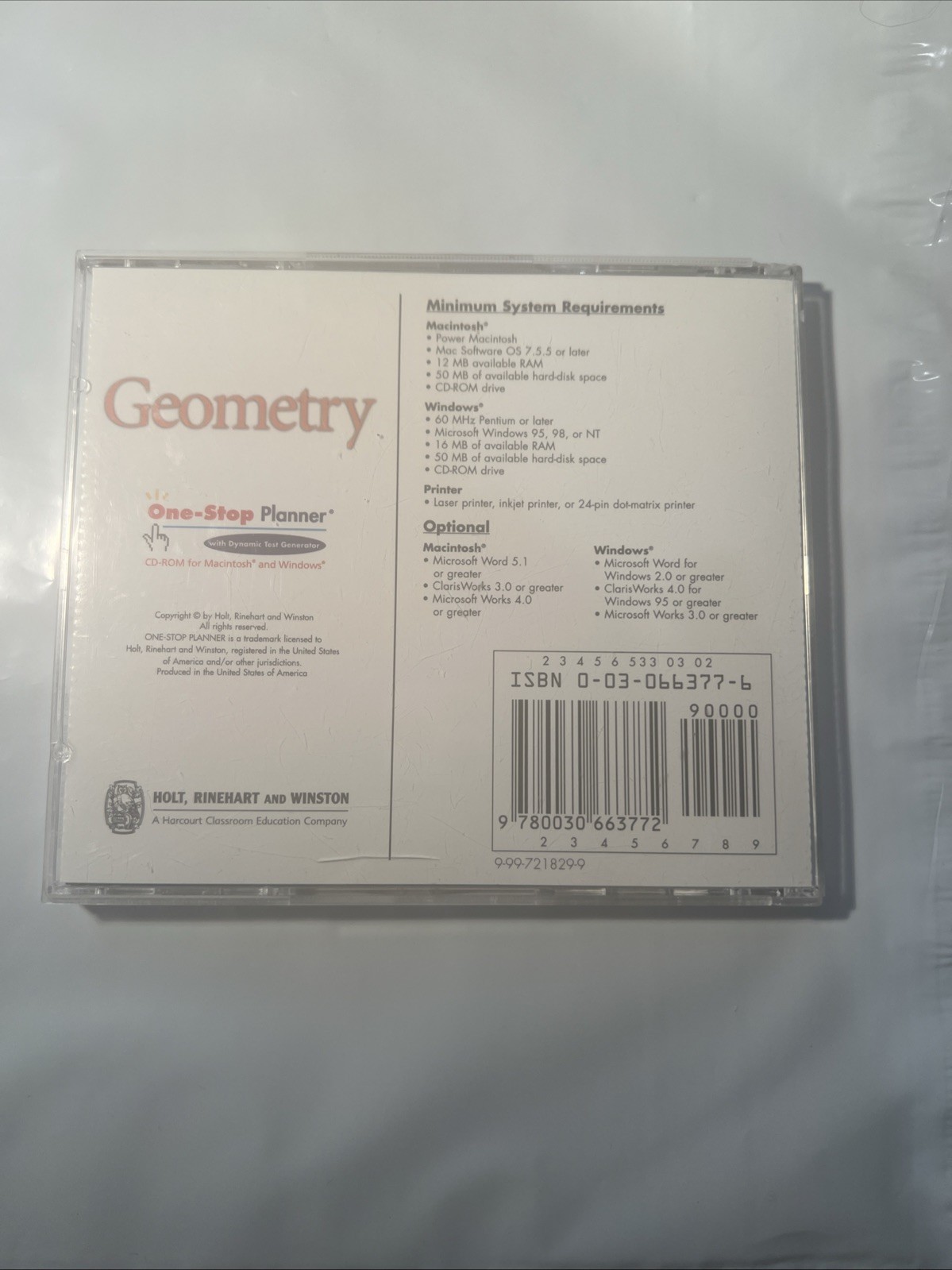 One-Stop Planner Geometry [CD-ROM] Mac & Win Compatible Dynamics Test Generator