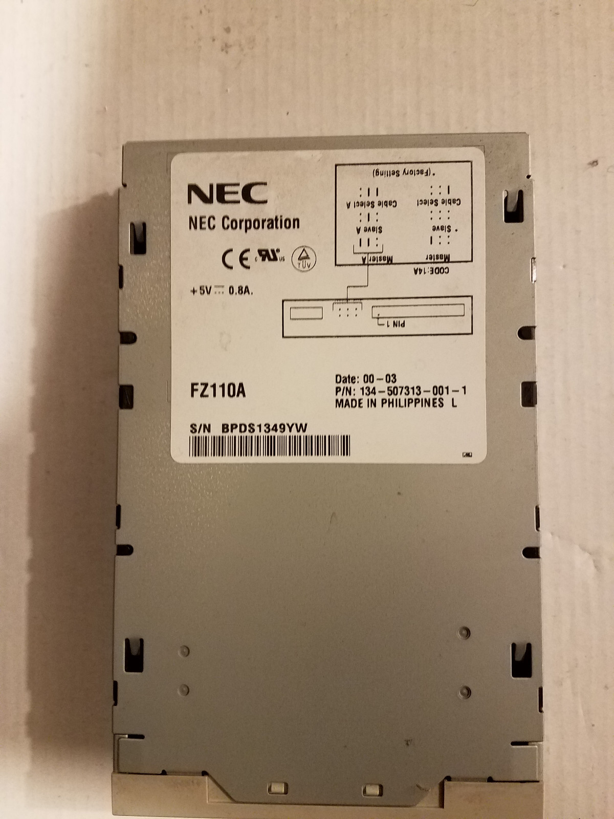 NEC FZ110A Internal 3.5" Zip Drive Beige 134-507313-001-1