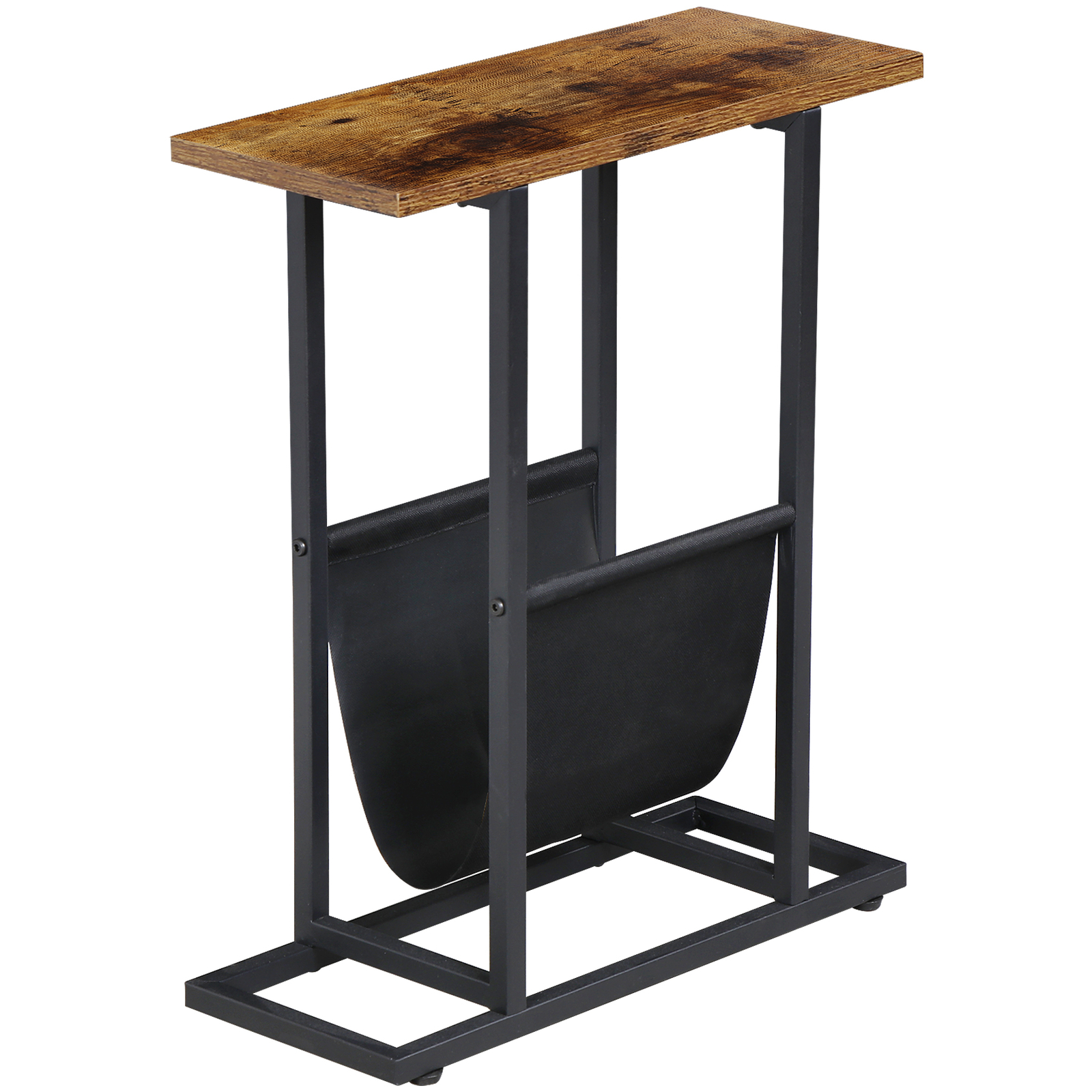 2PCS Narrow Sofa Side End Table Snack Bedside Table Storage Holder Rustic Brown