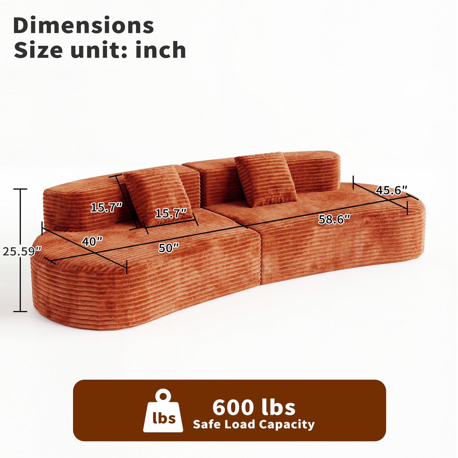 108.6-inch curved combination sofa with a modern cloud pattern design, made with