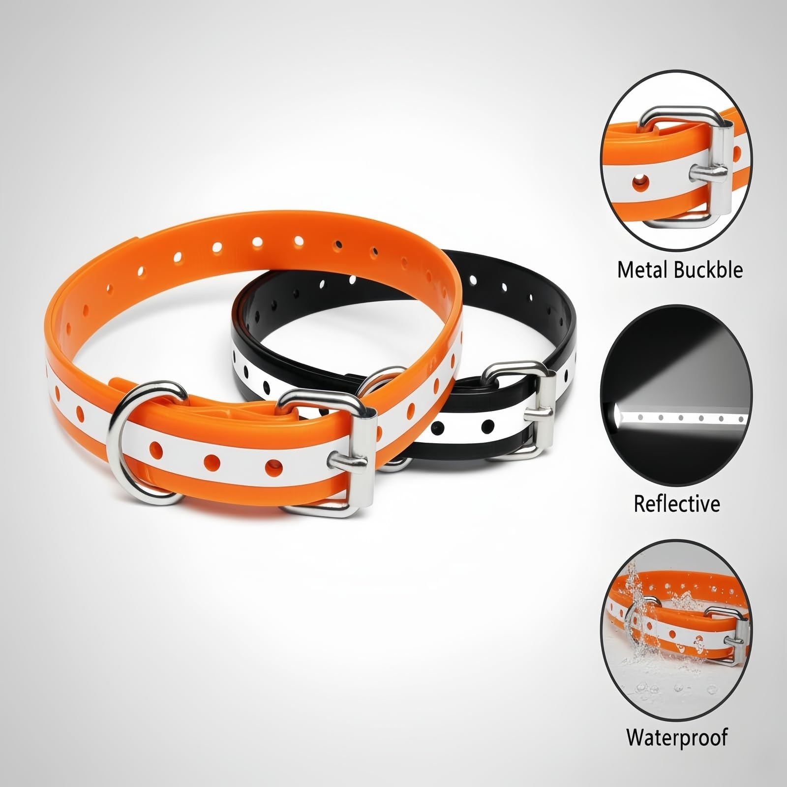 Waterproof Strap for Shock Collars, Adjustable Bark and Collar Strap, Fits 5–...