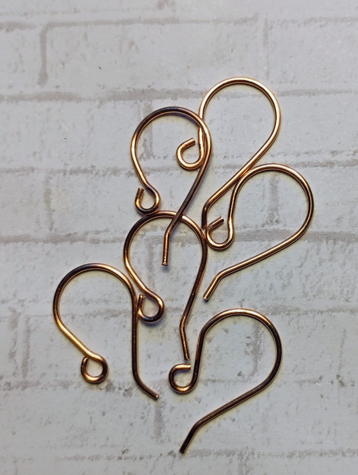 Earring hooks, ear wires, with loop for jewelry making, Copper, 3 pair