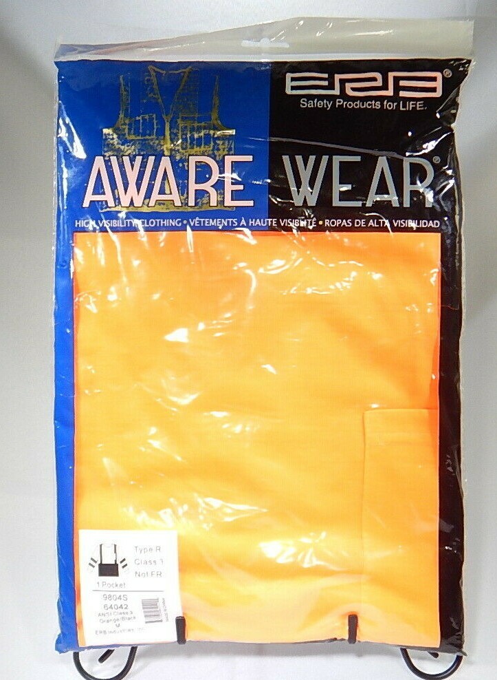 Hi-Vis Safety Wear Type R Class 3 Large Orange Long Sleeve Shirt Size Medium TF