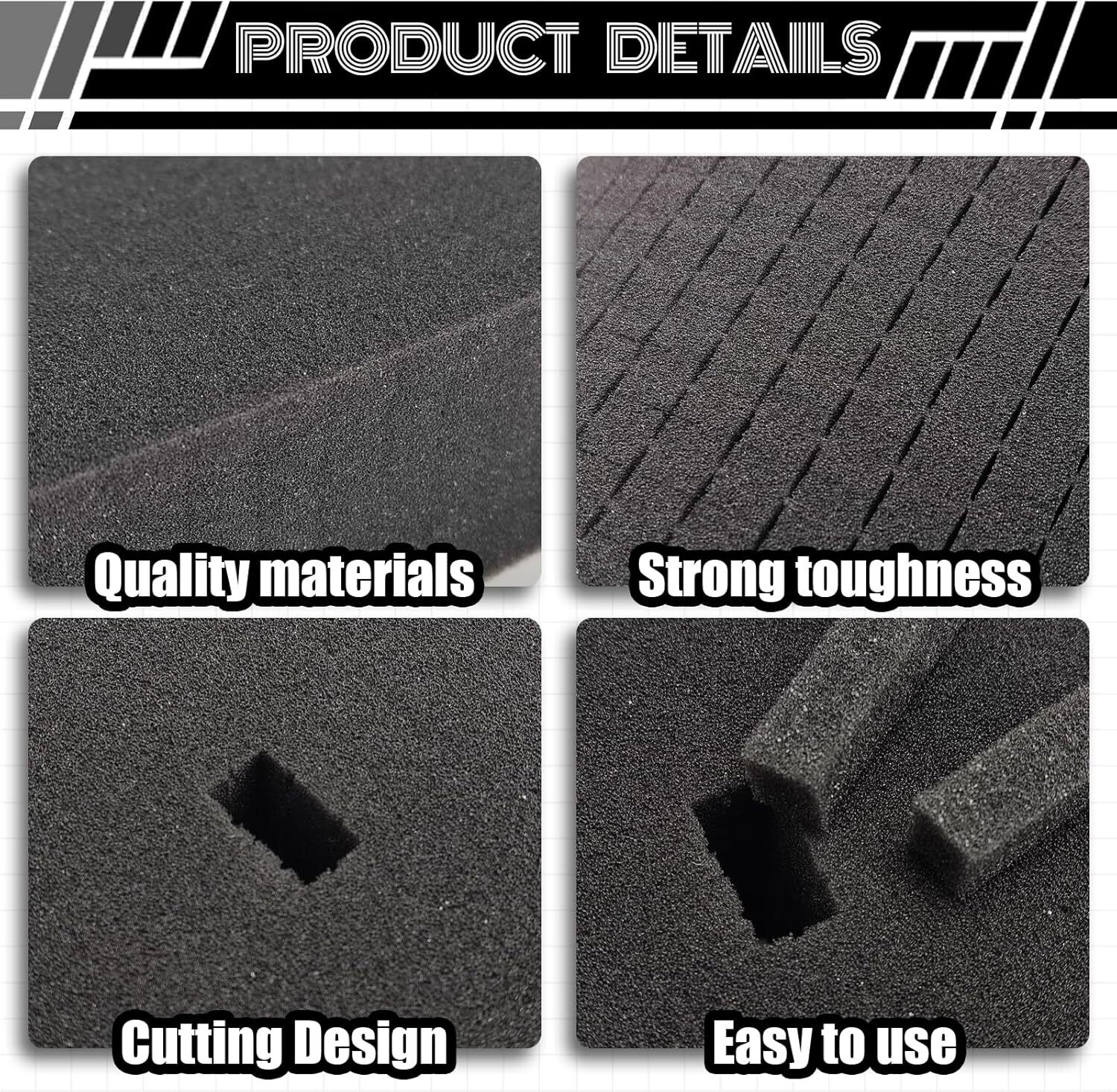 4 Pcs Foam Insert for Case, Pick Apart and Pluck Foam, Gun Case Foam Inserts