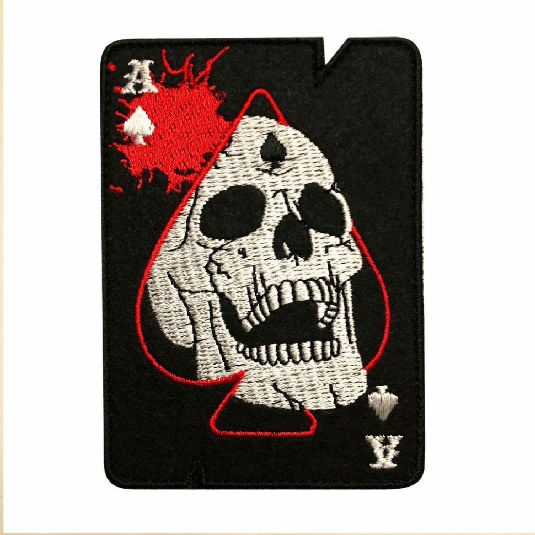 Ace Of Spade Dead Card Skull hook Fastener Patch (MTB-4)
