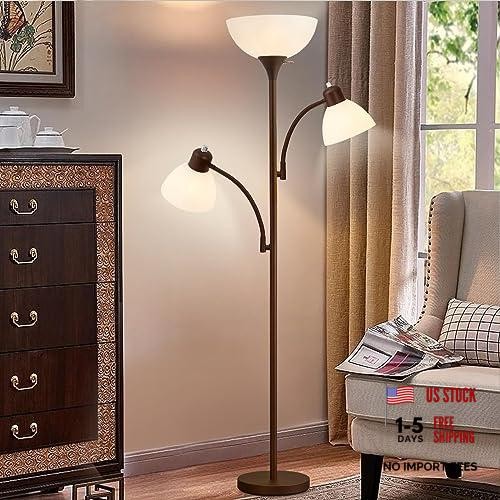 72" Tall Torchiere Floor Lamps for Living Room—Brown Torchiere Lamp