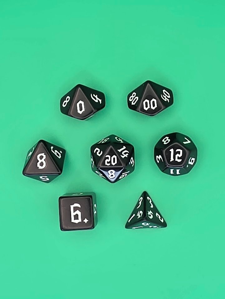 7PCS DND Dice Set "Dark Knight" Polyhedral Dice With Drawstring Bag for D&D