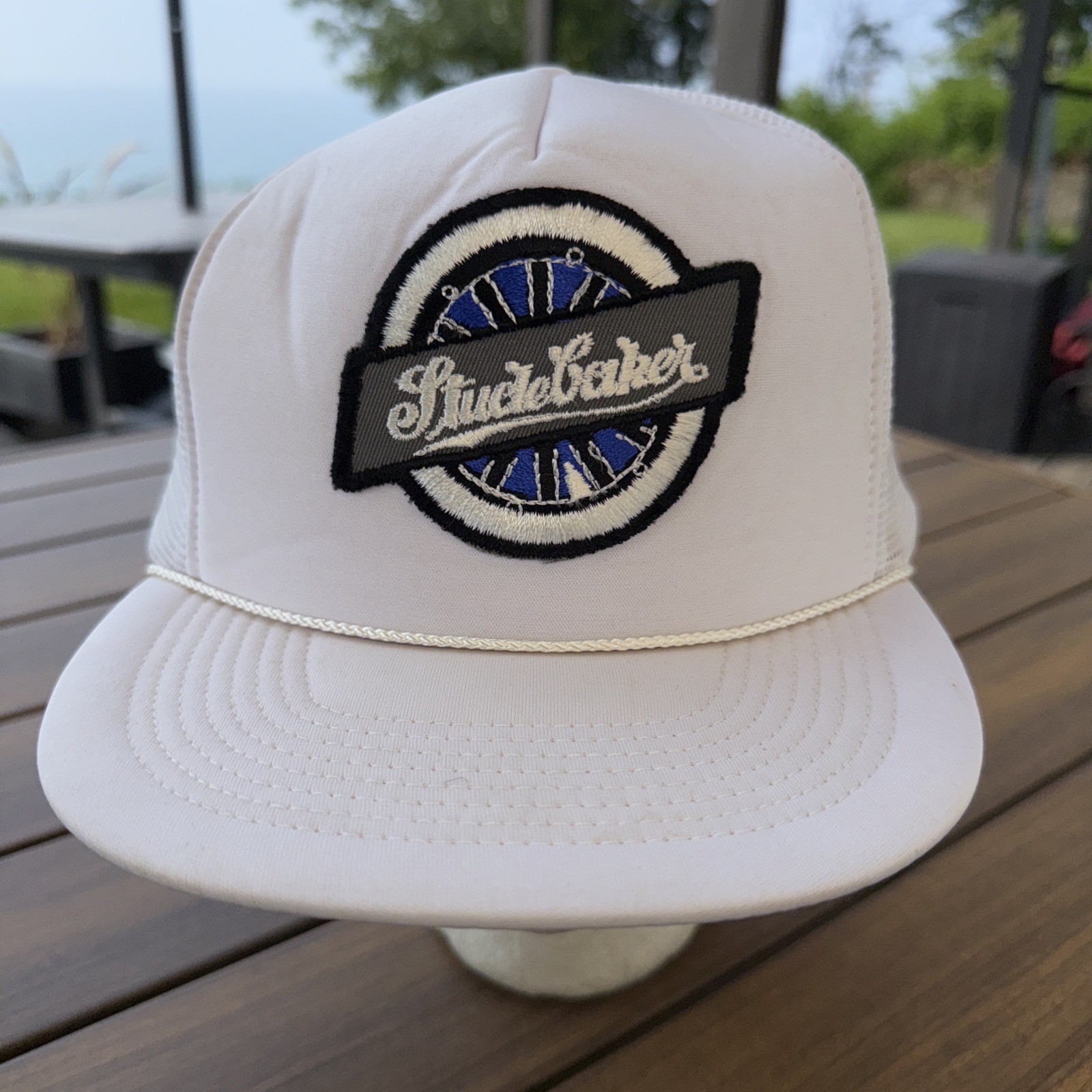 Studebaker Patch on White Foam Trucker Hat Cap Snapback EUC See Photos