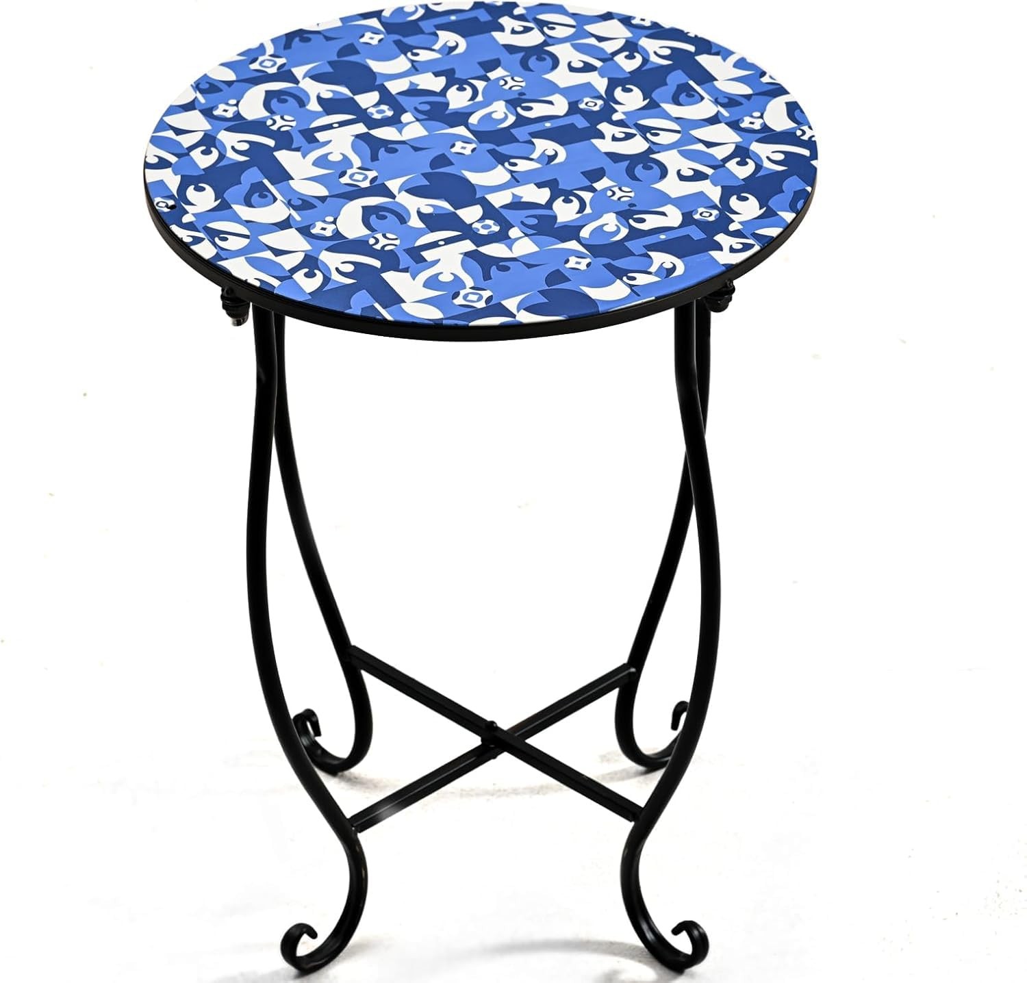 Patio Side Tables, 14"" Indoor Outdoor Metal Side Table for Poolside Bistro B...