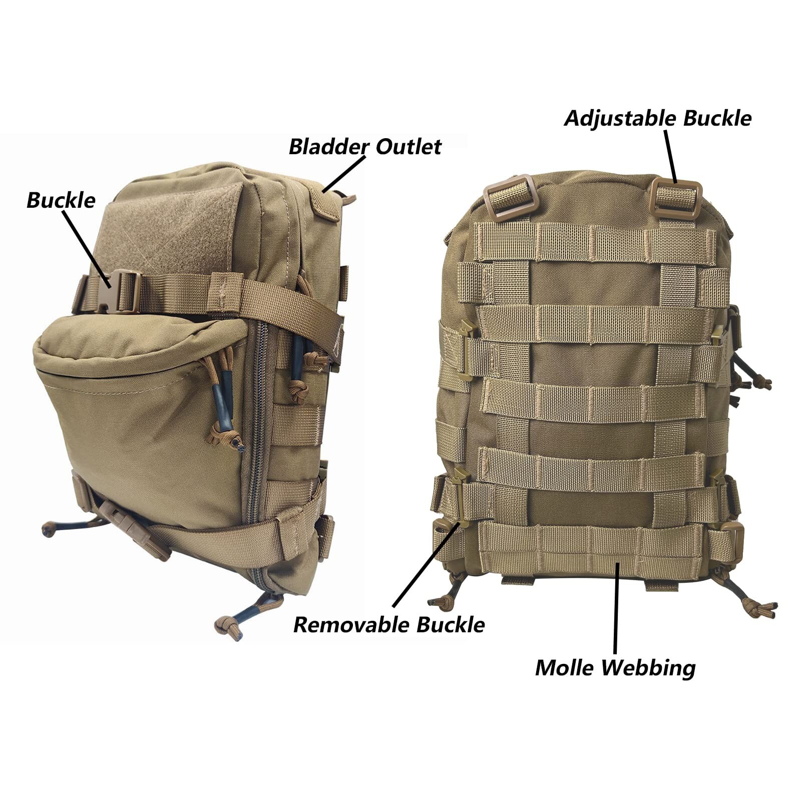 Tactical Hydration Backpack for 2L Hydration Bladder, Lightweight Hydration B...