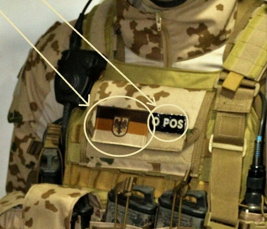 NATO ISAF RS JSOC BUNDESWEHR GERMAN KSK vêlkrö SET: German Flag + Blood Type TAB