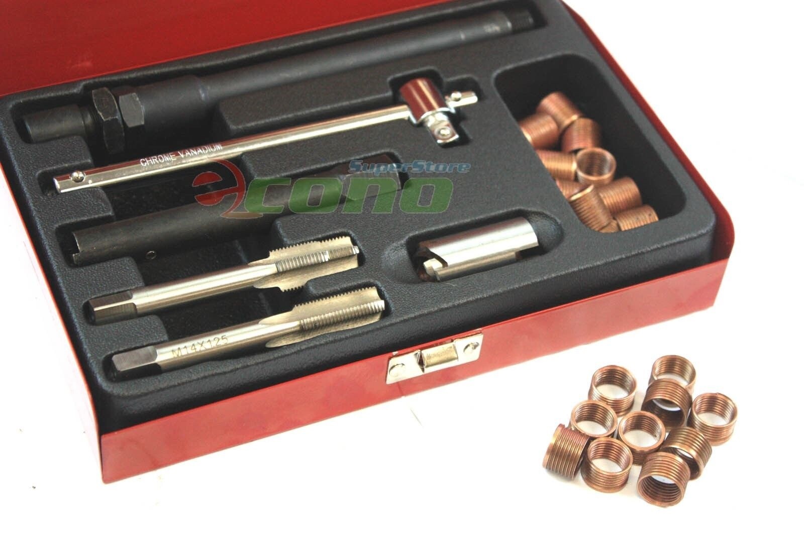 26pc Spark Plug Thread Repair Kit M14 x 1.25 STEP TAP M14 X1.25 :  M15.8 X 1.25